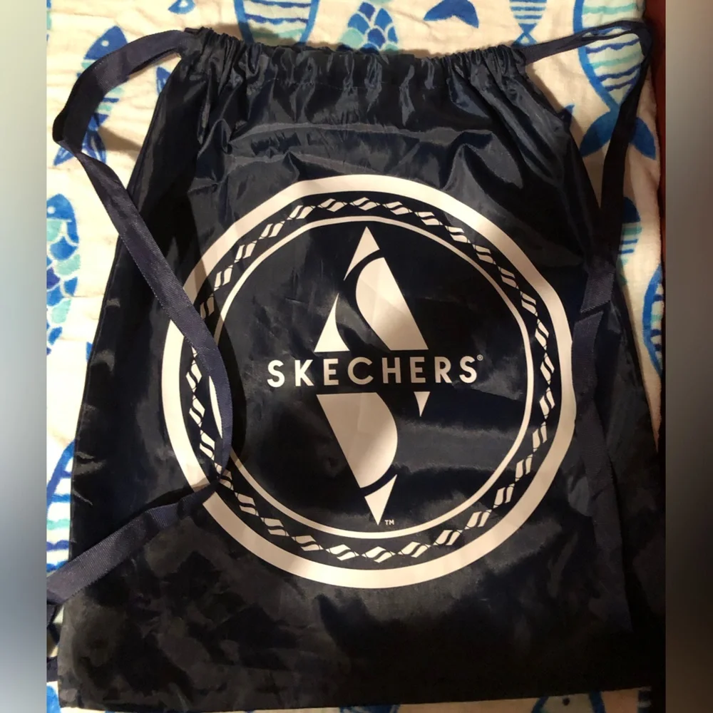 #bag 2 Skechers Navy and White Logo Drawstring backpack Bag